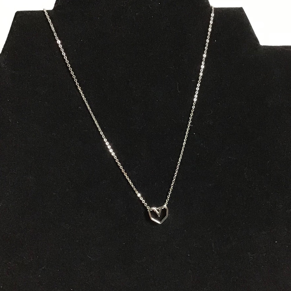 Sterling Silver Open Heart Necklace - Picture 2 of 8